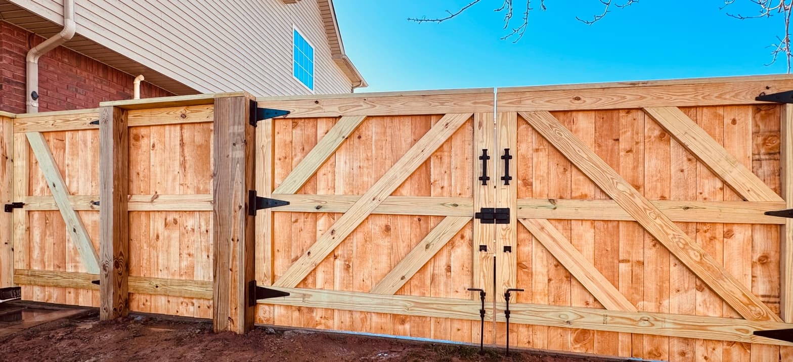Double-Panel Cedar Gate — Brick Home
