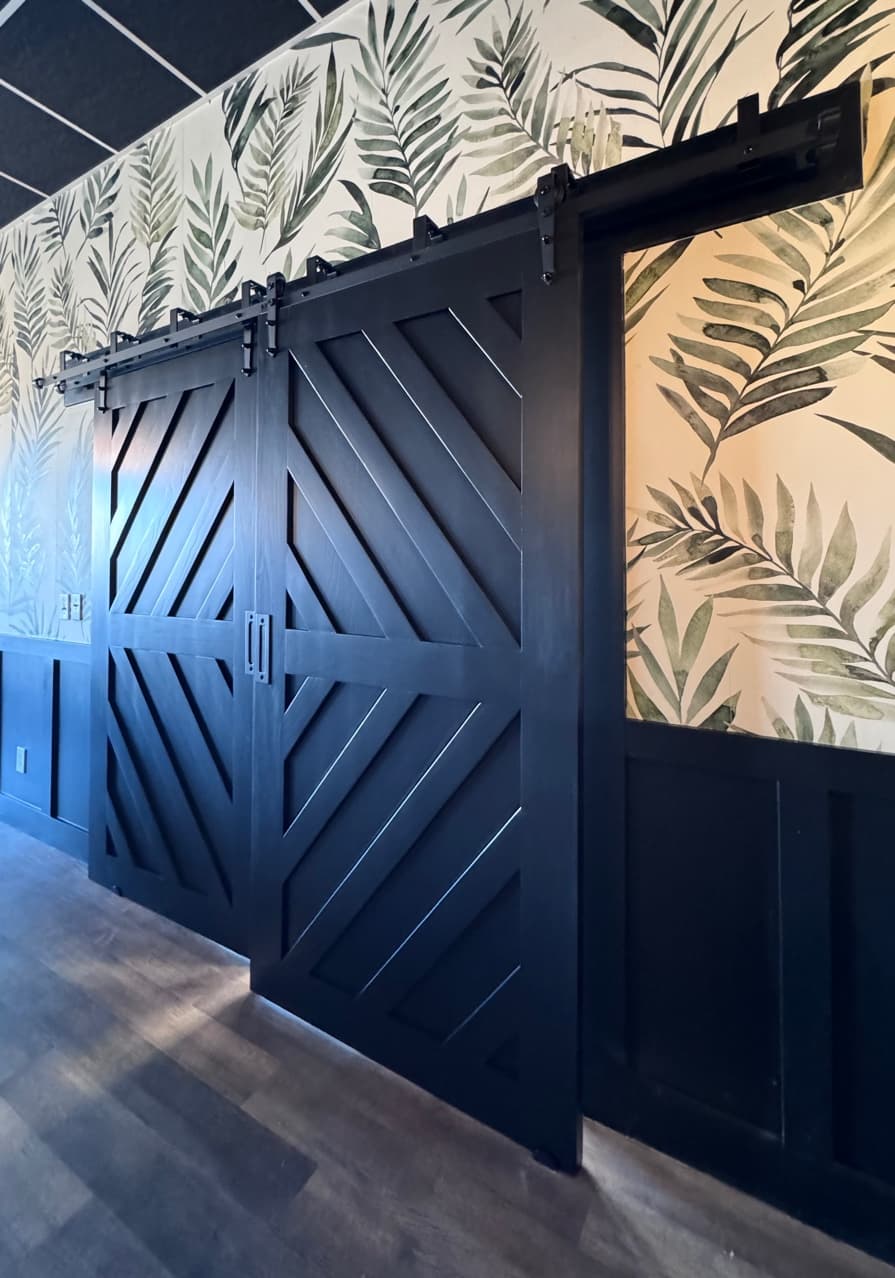 Custom Geometric Barn Doors — Black Finish