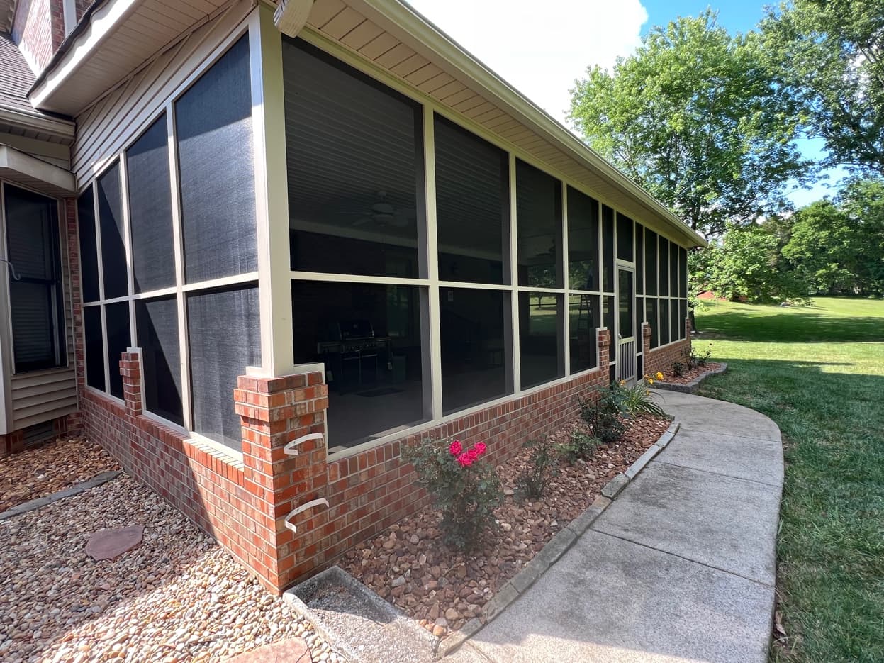 Screened Porch — Brick Columns & Green Yard